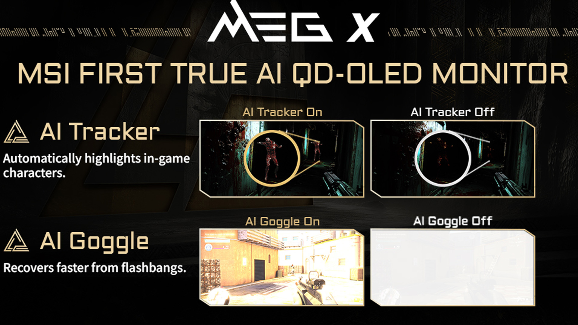 AI硬體外掛？微星CES上展出可以降低閃光彈影響、讓敵人發光的螢幕